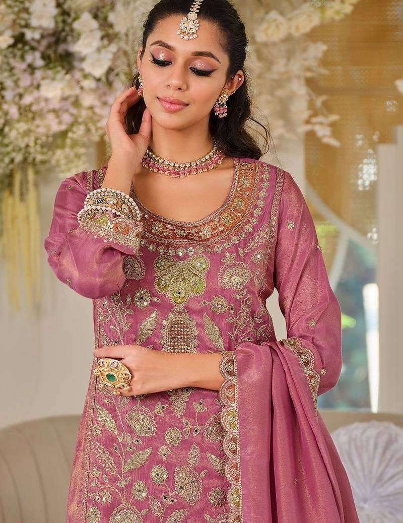Women Ethnic Motifs Embroidered Regular Thread Work Kurta with Sharara & With Dupatta