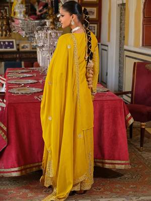 Ethnic Motifs Embroidered Straight Mirror Work Kurta With Palazzos & Dupatta 4
