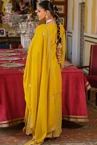 Ethnic Motifs Embroidered Straight Mirror Work Kurta With Palazzos & Dupatta