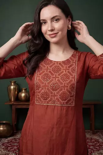 Women Ethnic Motifs Embroidered Regular Sequinned Kurta with Trousers & With Dupatta