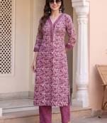 Women Ethnic Motifs Printed Regular Pure Cotton Kurta with Trousers