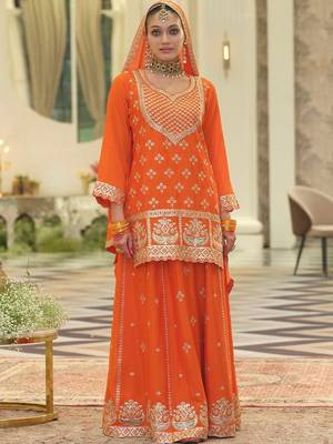 Women Ethnic Motifs Embroidered Regular Sequinned Kurta with Skirt & With Dupatta 1