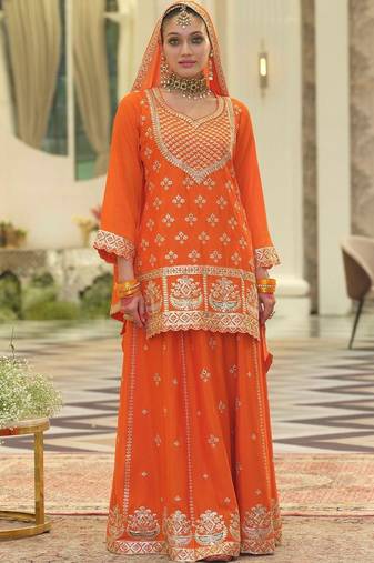 Women Ethnic Motifs Embroidered Regular Sequinned Kurta with Skirt & With Dupatta