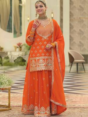 Women Ethnic Motifs Embroidered Regular Sequinned Kurta with Skirt & With Dupatta 3