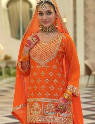 Women Ethnic Motifs Embroidered Regular Sequinned Kurta with Skirt & With Dupatta 4