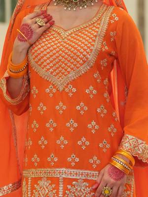 Women Ethnic Motifs Embroidered Regular Sequinned Kurta with Skirt & With Dupatta 5