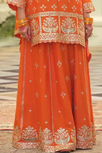 Women Ethnic Motifs Embroidered Regular Sequinned Kurta with Skirt & With Dupatta