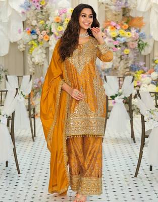 Women Ethnic Motifs Embroidered Regular Mirror Work Kurta with Palazzos & With Dupatta 1