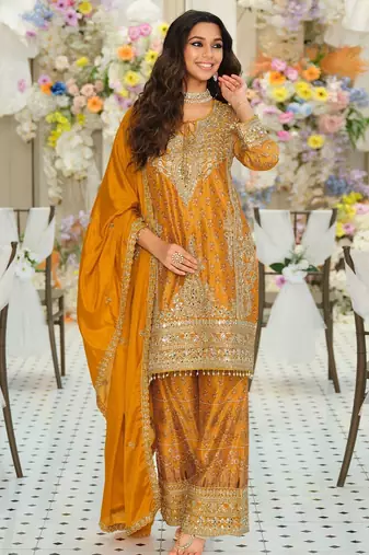 Women Ethnic Motifs Embroidered Regular Mirror Work Kurta with Palazzos & With Dupatta