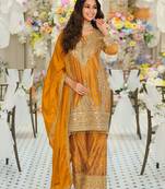 Women Ethnic Motifs Embroidered Regular Mirror Work Kurta with Palazzos & With Dupatta