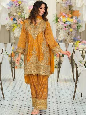 Women Ethnic Motifs Embroidered Regular Mirror Work Kurta with Palazzos & With Dupatta 2