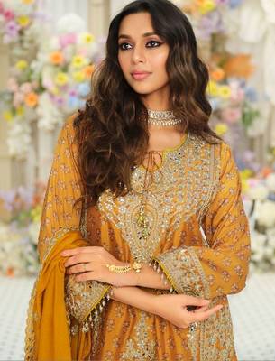 Women Ethnic Motifs Embroidered Regular Mirror Work Kurta with Palazzos & With Dupatta 3