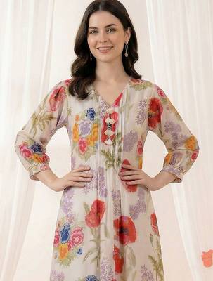 Women Floral Printed Regular Pure Cotton Kurta with Trousers 2