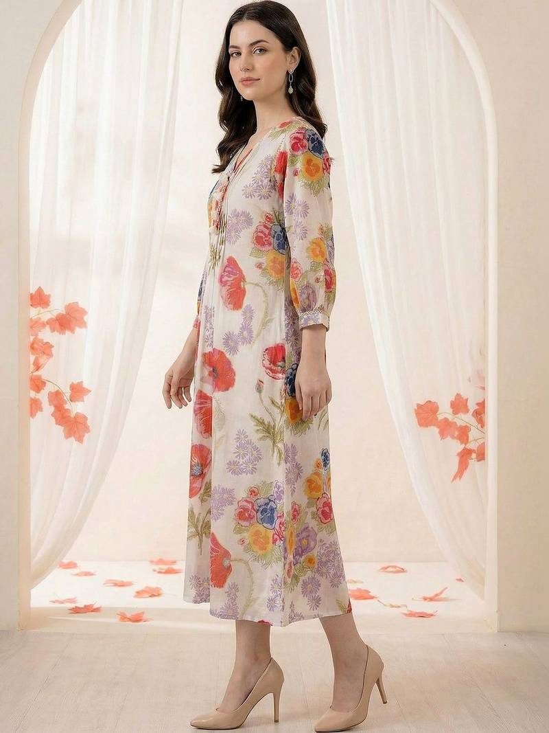 Women Floral Printed Regular Pure Cotton Kurta with Trousers