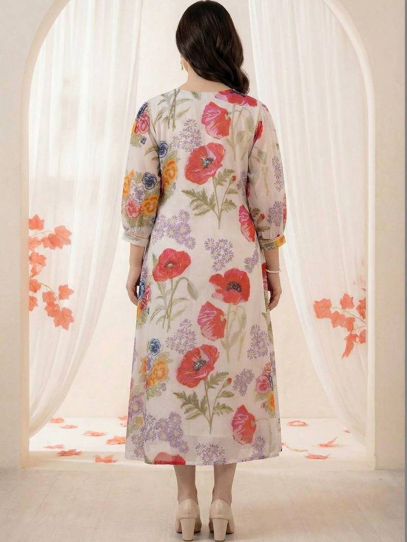 Women Floral Printed Regular Pure Cotton Kurta with Trousers