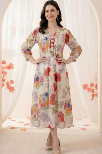 Women Floral Printed Regular Pure Cotton Kurta with Trousers