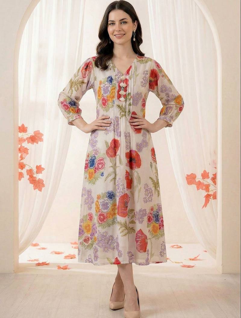 Women Floral Printed Regular Pure Cotton Kurta with Trousers