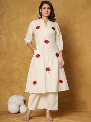 Women A-Line Pure Cotton Floral Printed Kurta & Palazzo Set 3