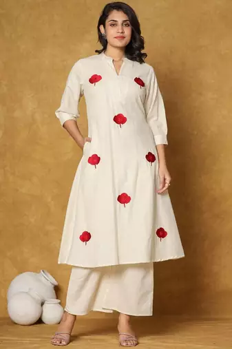 Women A-Line Pure Cotton Floral Printed Kurta & Palazzo Set