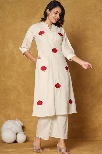 Women A-Line Pure Cotton Floral Printed Kurta & Palazzo Set