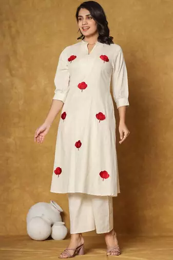 Women A-Line Pure Cotton Floral Printed Kurta & Palazzo Set