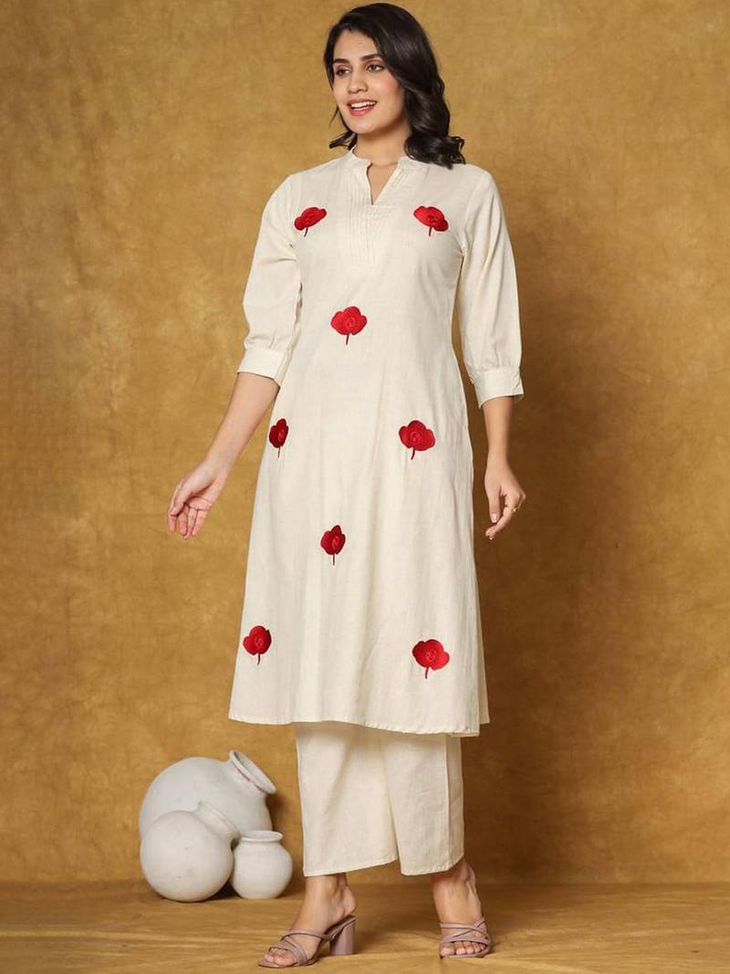 Women A-Line Pure Cotton Floral Printed Kurta & Palazzo Set