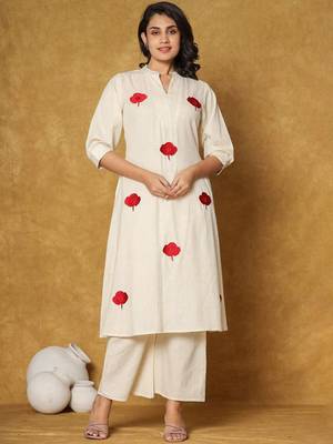 Women A-Line Pure Cotton Floral Printed Kurta & Palazzo Set 7