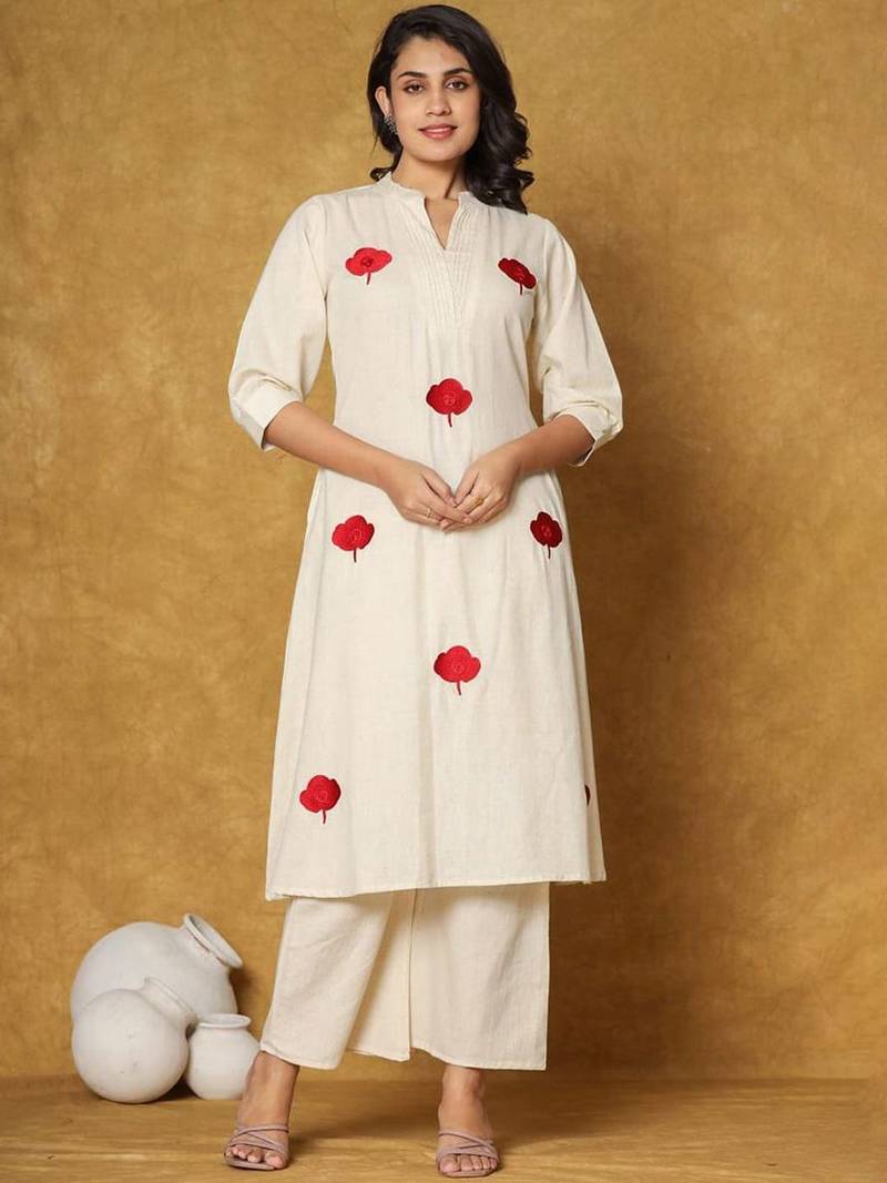 Women A-Line Pure Cotton Floral Printed Kurta & Palazzo Set