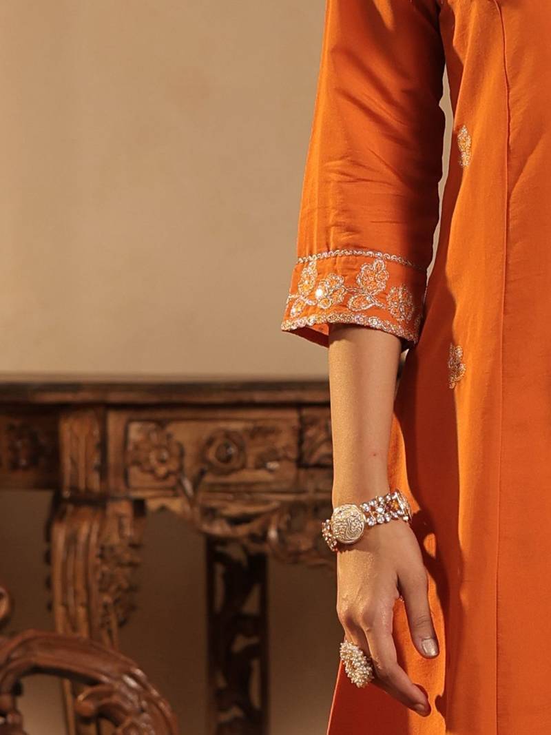 Women Ethnic Motifs Embroidered Regular Kurta with Trousers & With Dupatta