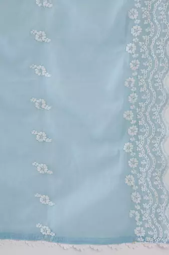 Floral Embroidered Pure Cotton Straight Kurta With Trousers & Dupatta