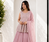 Pink Embroidered Sleeveless Kurta Lehenga and Dupatta set