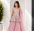 Pink Embroidered Sleeveless Kurta Lehenga and Dupatta set