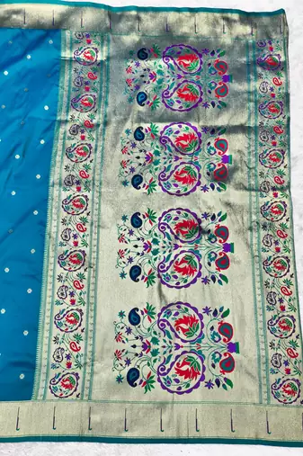 rama zari woven paithani silk blend traditional saree with swarovski blouse piece