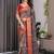 Black Color digital floral prints And Zari Woven Work linen Saree
