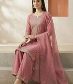 Women Ethnic Motifs Embroidered Regular Thread Work Kurta with Palazzos & With Dupatta