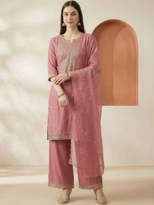 Women Ethnic Motifs Embroidered Regular Thread Work Kurta with Palazzos & With Dupatta 2