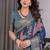 Blue Color digital floral prints And Zari Woven Work linen Saree