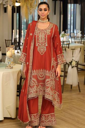 Women Ethnic Motifs Embroidered Regular Mirror Work Kurta with Palazzos & With Dupatta