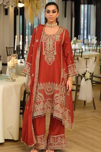 Women Ethnic Motifs Embroidered Regular Mirror Work Kurta with Palazzos & With Dupatta