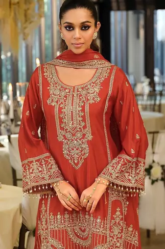Women Ethnic Motifs Embroidered Regular Mirror Work Kurta with Palazzos & With Dupatta