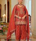 Women Ethnic Motifs Embroidered Regular Thread Work Kurta with Sharara & With Dupatta