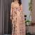 Cream Color digital floral prints And Zari Woven Work linen Saree