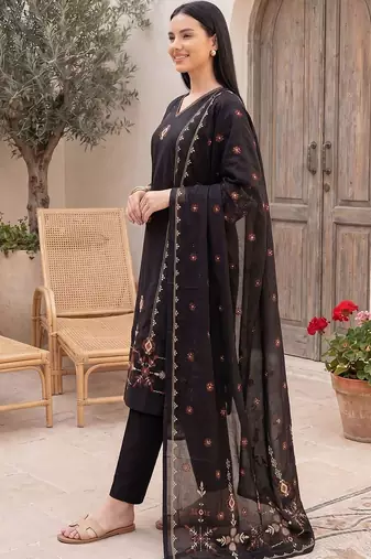 Women Ethnic Motifs Embroidered Regular Thread Work Pure Cotton Kurta with Trousers & With Dupatta