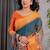 Mustrad Color digital floral prints And Zari Woven Work linen Saree