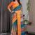 Mustrad Color digital floral prints And Zari Woven Work linen Saree