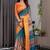 Mustrad Color digital floral prints And Zari Woven Work linen Saree