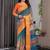 Mustrad Color digital floral prints And Zari Woven Work linen Saree
