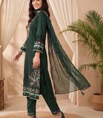 Women Floral Embroidered Regular Thread Work Kurta with Trousers & With Dupatta