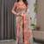 Peach Color digital floral prints And Zari Woven Work linen Saree