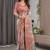 Peach Color digital floral prints And Zari Woven Work linen Saree